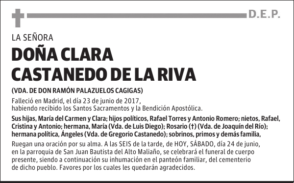 DOÑA CLARA CASTANEDO DE LA RIVA