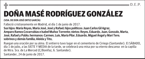 DOÑA MASÉ RODRÍGUEZ GONZÁLEZ