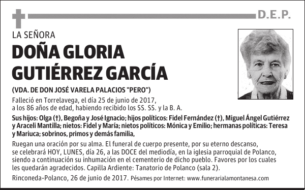 DOÑA GLORIA GUTIÉRREZ GARCÍA