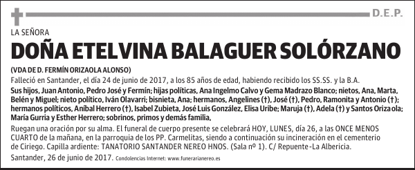 DOÑA ETELVINA BALAGUER SOLORZANO