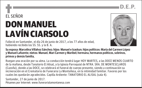 DON MANUEL LAVÍN CIARSOLO