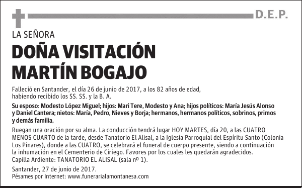 DOÑA VISITACIÓN MARTÍN BOGAJO