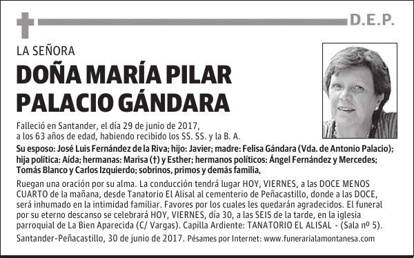 DOÑA MARIA PILAR PALACIO GÁNDARA