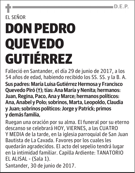 DON PEDRO QUEVEDO GUTIÉRREZ