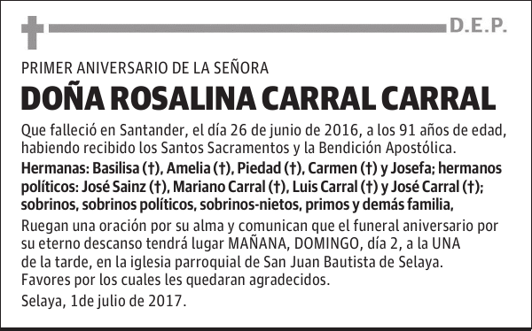 DOÑA ROSALINA CARRAL CARRAL