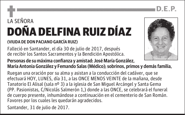 DOÑA DELFINA RUIZ DÍAZ