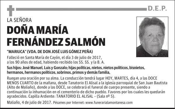 DOÑA MARÍA FERNÁNDEZ SALMÓN