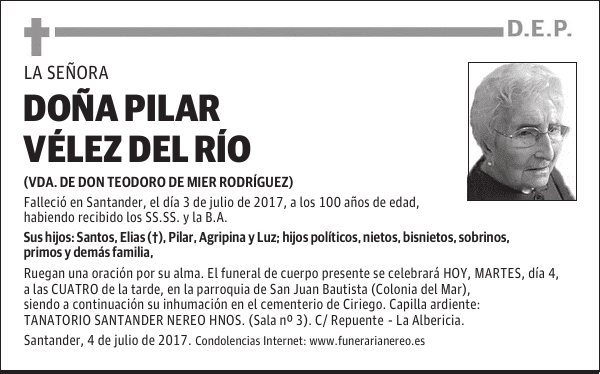 DOÑA PILAR VELEZ DEL RIO