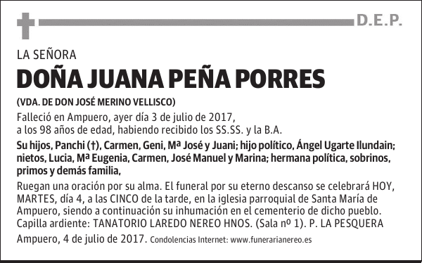 DOÑA JUANA PEÑA PORRES