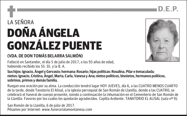 DOÑA ÁNGELA GONZÁLEZ PUENTE