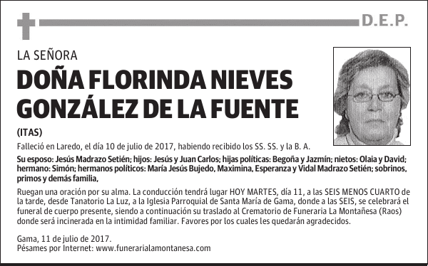 DOÑA FLORINDA NIEVES GONZÁLEZ DE LA FUENTE