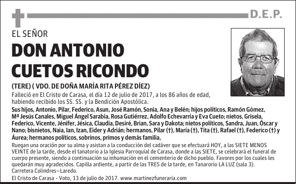DON ANTONIO CUETOS RICONDO