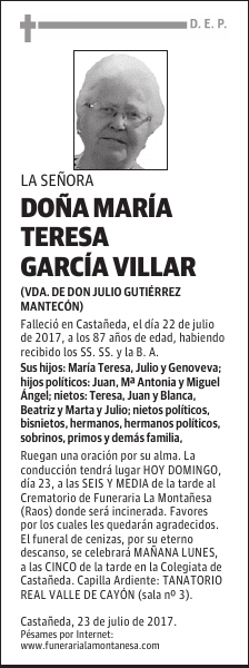 DOÑA MARÍA TERESA GARCÍA VILLAR