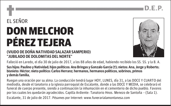 DON MELCHOR PÉREZ TEJERA