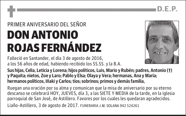 Dº ANTONIO ROJAS FERNÁNDEZ