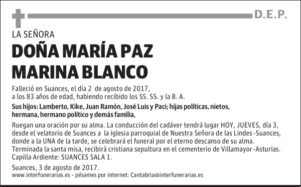 Dª. MARIA PAZ MARINA BLANCO