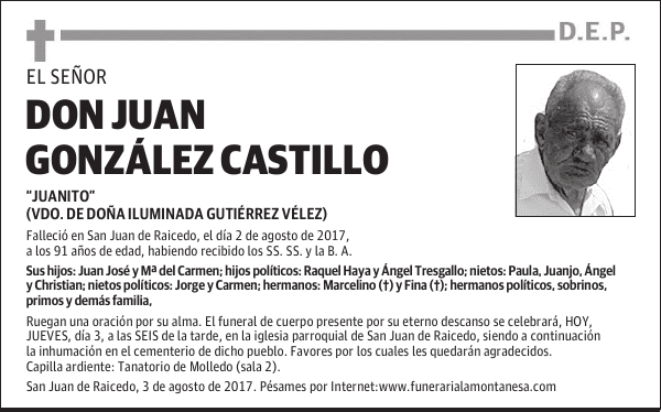 Don JUAN GONZALEZ CASTILLO