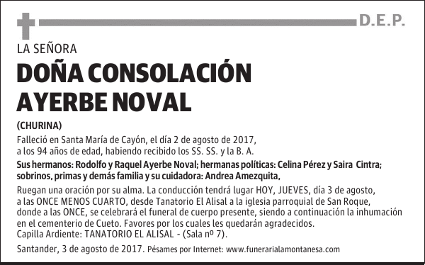 DOÑA CONSOLACIÓN AYERBE NOVAL