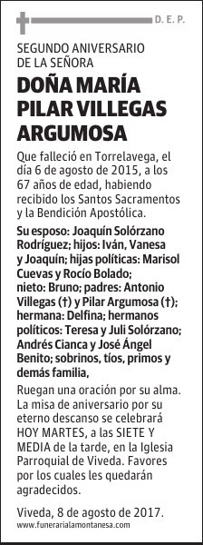 DOÑA MARÍA PILAR VILLEGAS ARGUMOSA