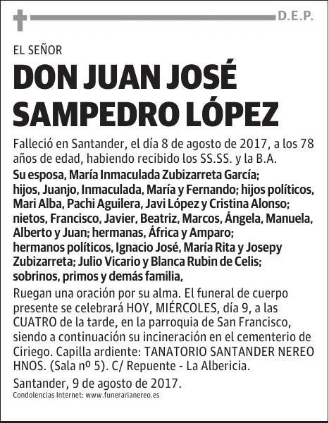 DON JUAN JOSE SAMPEDRO LOPEZ