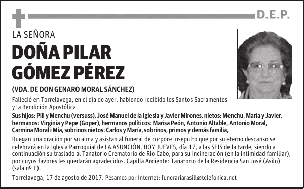 DOÑA PILAR GÓMEZ PÉREZ