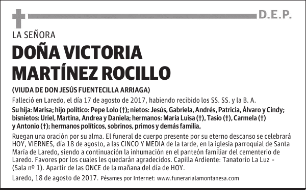 DOÑA VICTORIA MARTÍNEZ ROCILLO