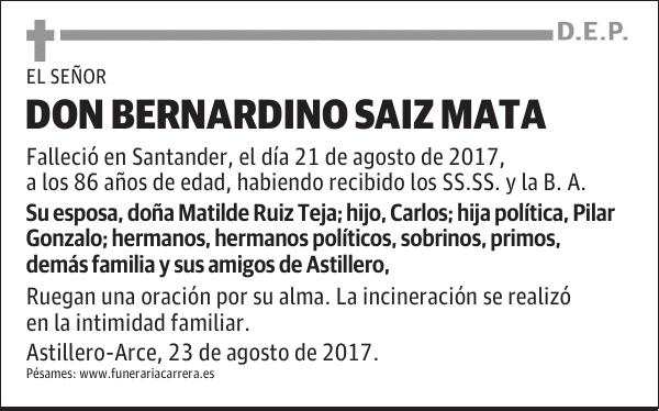 DON BERNARDINO SAIZ MATA