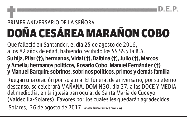 DOÑA CESAREA MARAÑON COBO