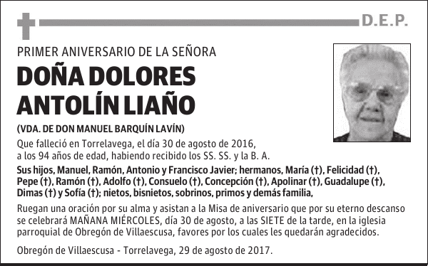 DOÑA DOLORES ANTOLÍN LIAÑO