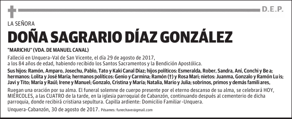 Dña. SAGRARIO DÍAZ GONZÁLEZ