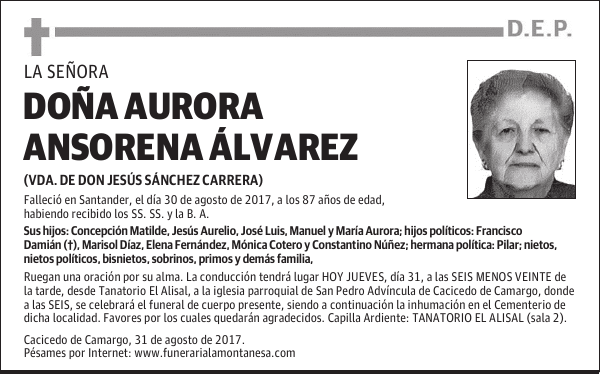 DOÑA AURORA ANSORENA ÁLVAREZ