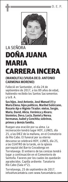 Da Juana Manuela Carrera Incera