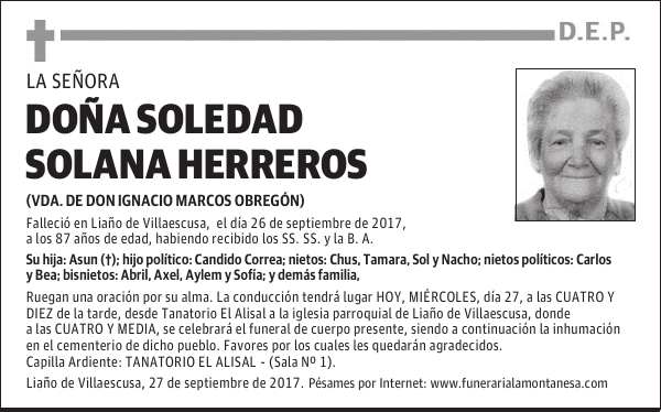 DOÑA SOLEDAD SOLANA HERREROS