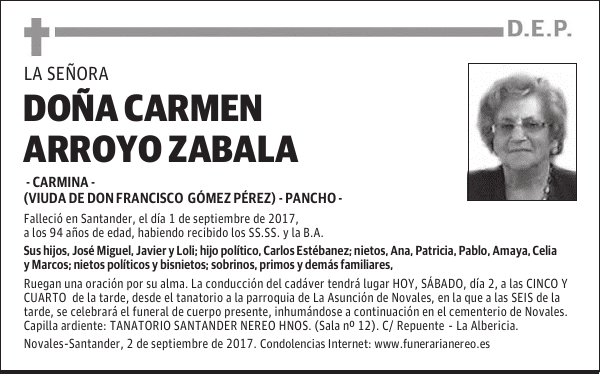DOÑA CARMEN ARROYO ZABALA
