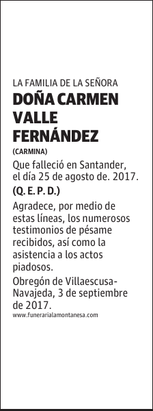 DOÑA CARMEN VALLE FERNÁNDEZ