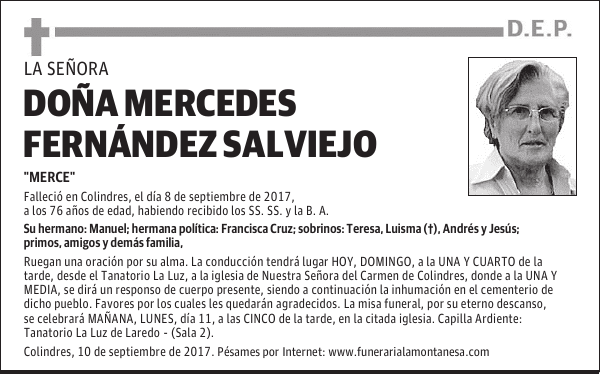 DOÑA MERCEDES FERNANDEZ SALVIEJO