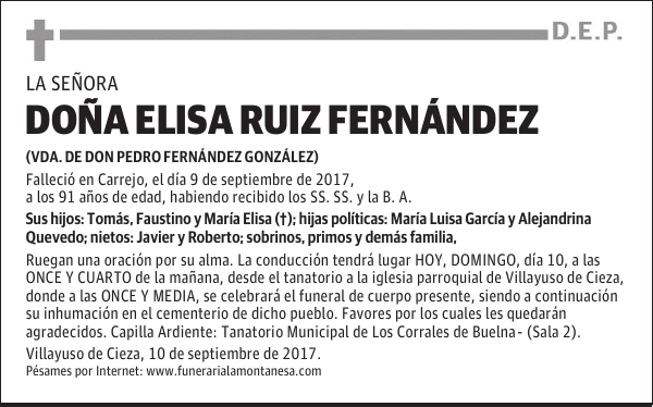 DOÑA ELISA RUIZ FERNÁNDEZ