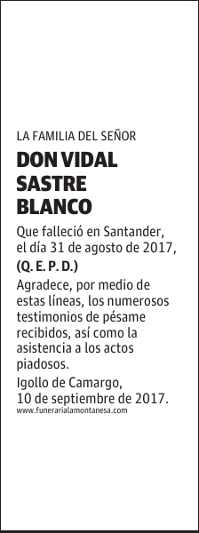 DON VIDAL SASTRE BLANCO