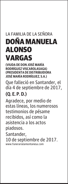 DOÑA MANUELA ALONSO VARGAS