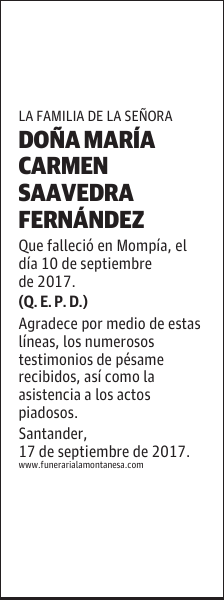 DOÑA MARÍA CARMEN SAAVEDRA FERNÁNDEZ