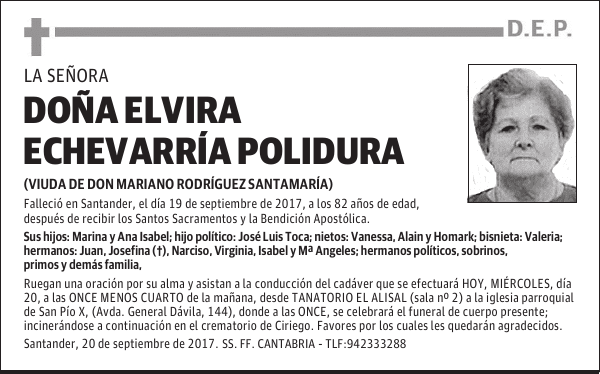DOÑA ELVIRA ECHEVARRÍA POLIDURA
