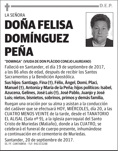 DOÑA FELISA DOMÍNGUEZ PEÑA