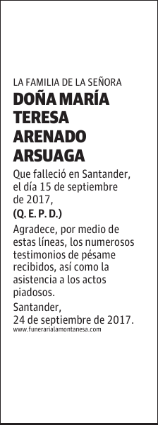 DONA MARÍA TERESA ARENADO ARSUAGA