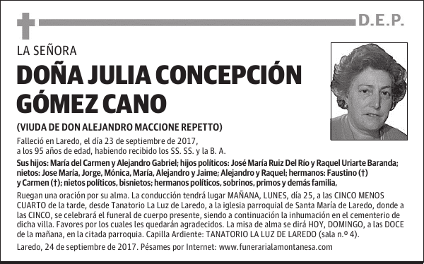 DOÑA JULIA CONCEPCIÓN GÓMEZ CANO