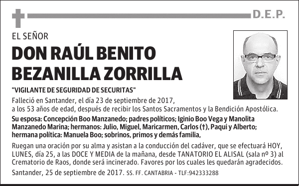 DON RAÚL BENITO BEZANILLA ZORRILLA