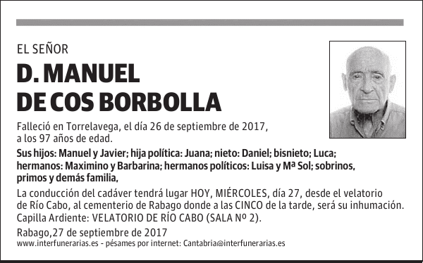 D. MANUEL DE COS BORBOLLA