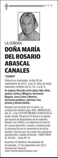 DOÑA MARIA DEL ROSARIO ABASCAL CANALES