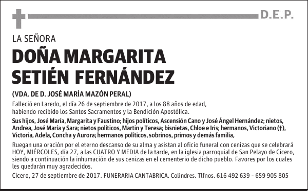 Dña. MARGARITA SETIEN FERNANDEZ