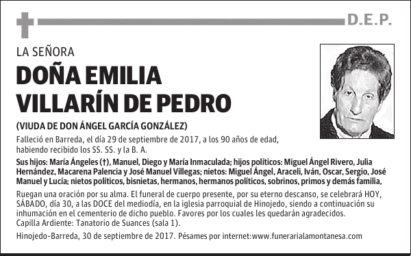 DOÑA EMILIA VILLARÍN DE PEDRO