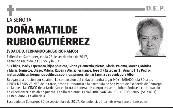 DOÑA MATILDE RUBIO GUTIERREZ